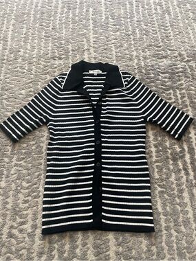 Madewell Black and White Ribbed Stripe Knit Top